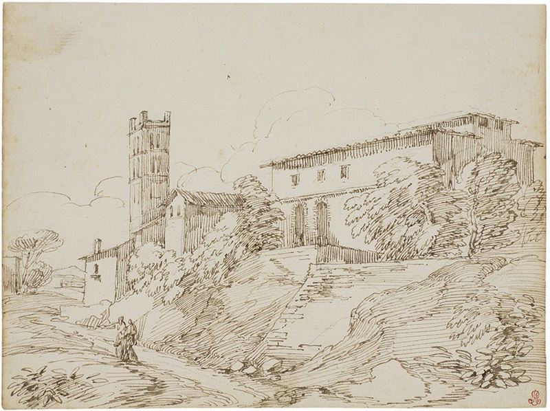 Giovan Battista Busiri - Complesso Rustico con Torre in un Declivio