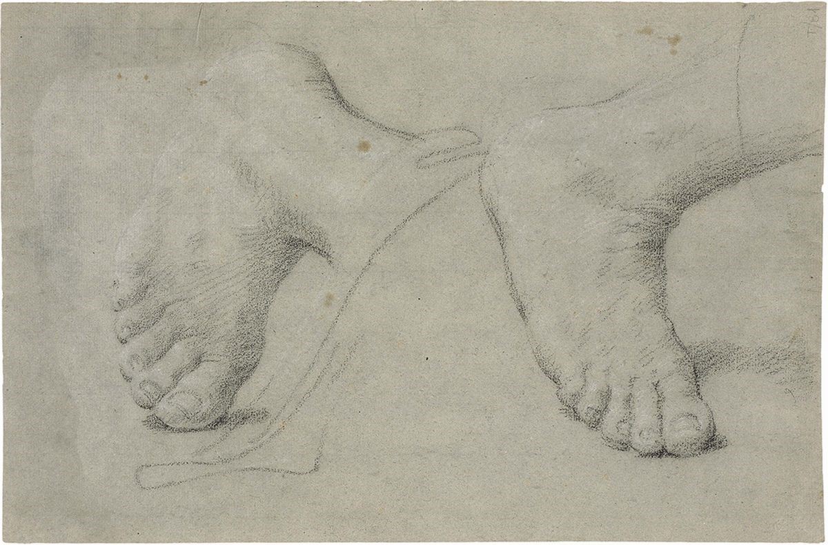 Giacomo Zoboli - «vergine Assisa», Recto, e «piedi di un Angelo Inginocchiato», Verso