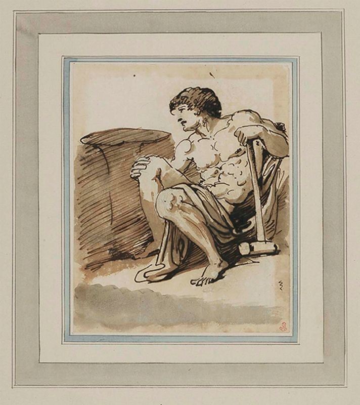 Carlo Labruzzi - Figura in Cinque Punti di Uomo con Mazza