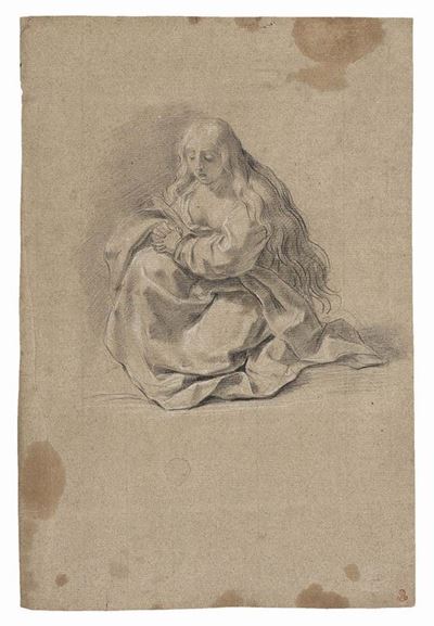 «maria Maddalena in Preghiera», Recto, e «studio per la Morte di Pompeo» Verso