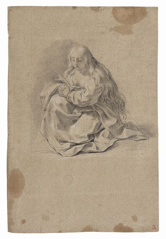 Giacomo Zoboli - «maria Maddalena in Preghiera», Recto, e «studio per la Morte di Pompeo» Verso