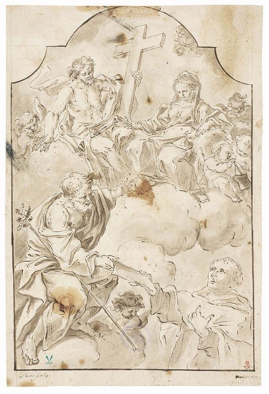 Francesco Saverio Mergolo - Cristo, la Vergine e S. Domenico che Porge le Regole a S. Giuseppe