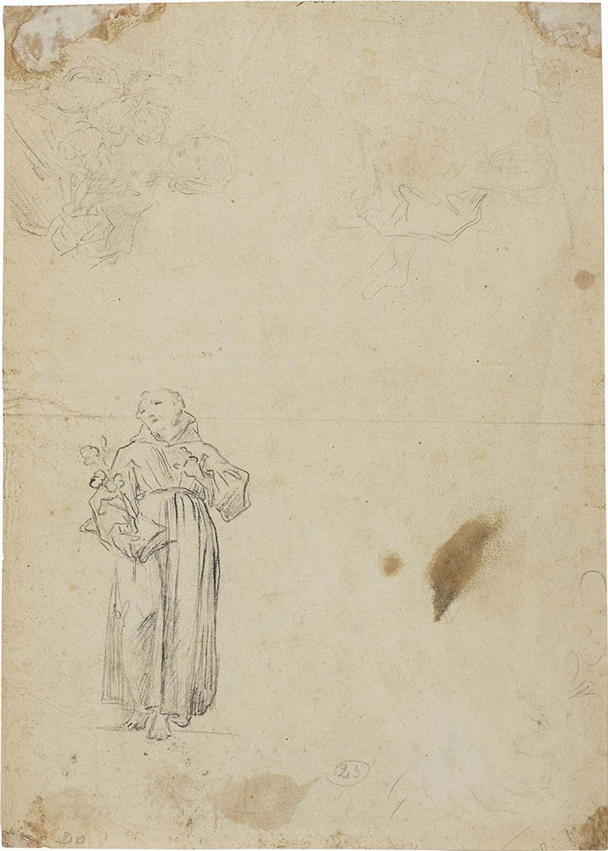 Ciro Ferri (attr. A) - «trionfo della Croce», Recto, e «foglio di Studi con Sant'antonio», Verso