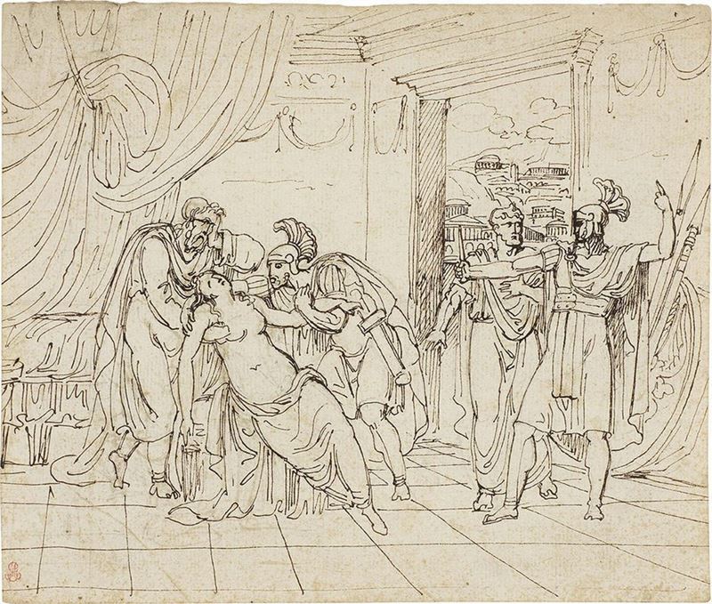 Francesco Caucig - «L'addio di Ettore Ad Andromaca» Recto e Verso