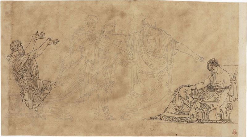 Jacques Louis David (cerchia Di) - Disegno Tratto da un Episodio Dell'«andromaque» di Racine
