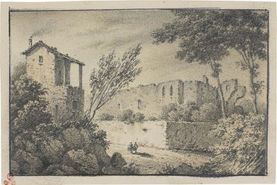 Paesaggio con Rovine e Due Uomini a Cavallo
