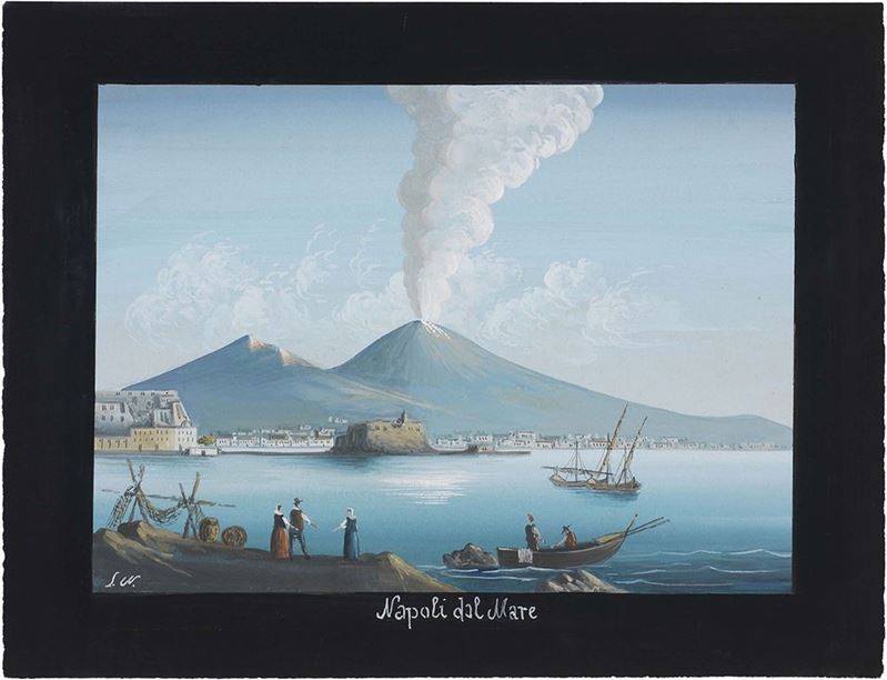 Anonimo Napoletano del XX Secolo - «napoli dal Mare. Veduta del Vesuvio» e «veduta del Golfo di N...