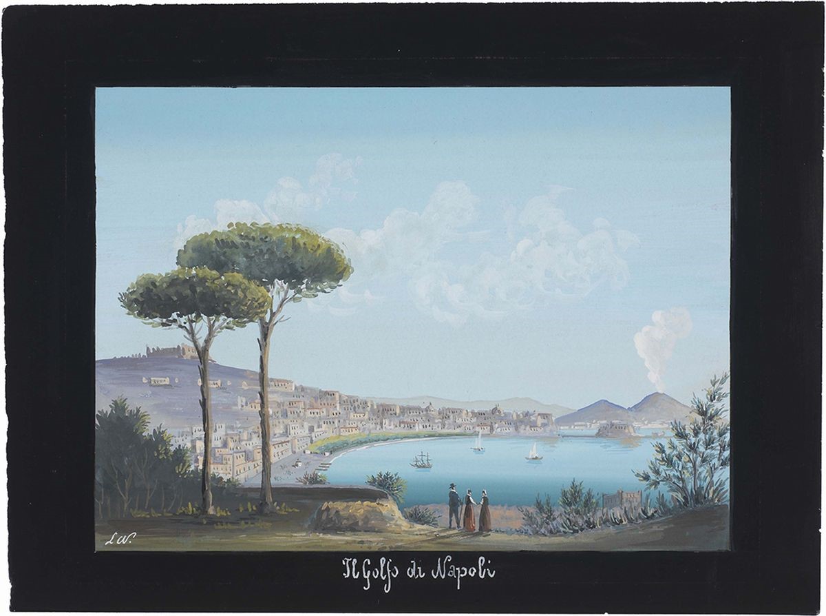 Anonimo Napoletano del XX Secolo - «napoli dal Mare. Veduta del Vesuvio» e «veduta del Golfo di N...