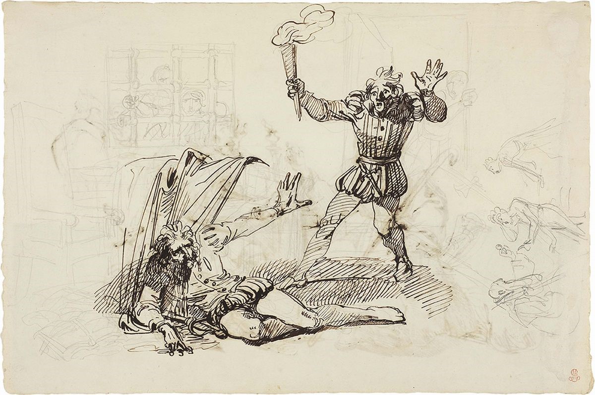 Luigi Sabatelli - «incontro tra fra Cristoforo e Don Rodrigo», Recto, e «don Rodrigo Colpito dall...