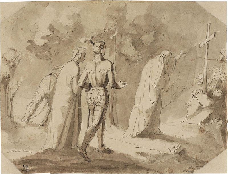 Tommaso Minardi - «il Sogno di Colonna», Recto, e «accademia di Nudo Maschile Acefalo», Verso