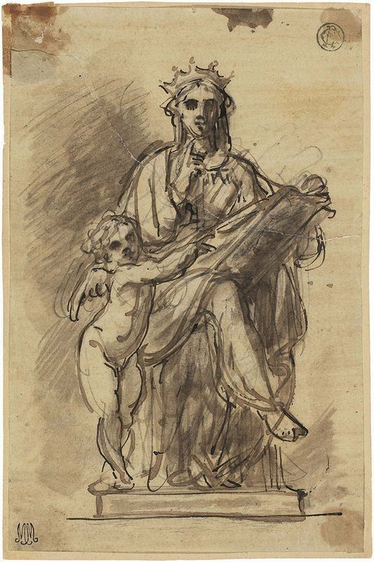 Giovanni Dupré - Figura Coronata con Putto, Studio per Scultura