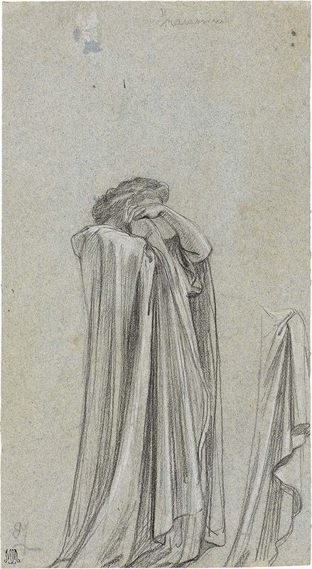 Cesare Fracassini - «figura di Donna Ammantata», Recto, «figura di Donna Inginocchiata», Verso