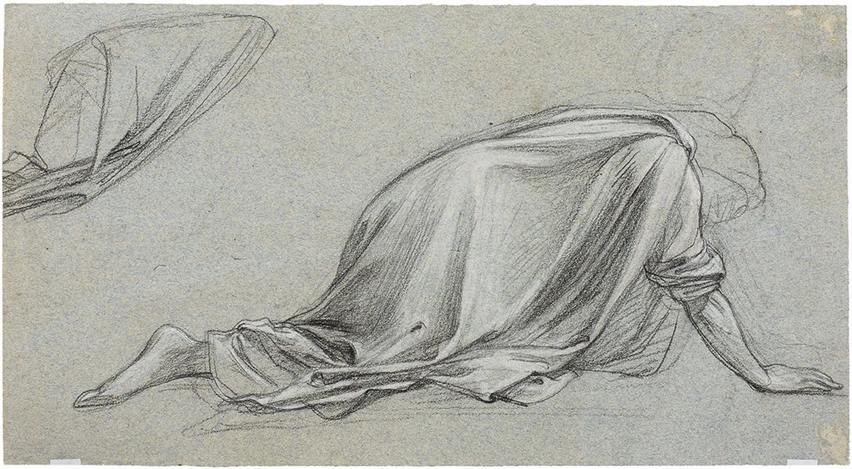 Cesare Fracassini - «figura di Donna Ammantata», Recto, «figura di Donna Inginocchiata», Verso