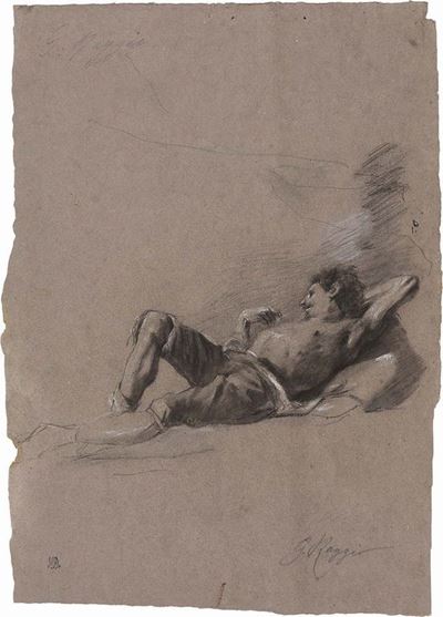 «studio di Figura di Uomo in Riposo», Recto, e «studio di Figura», Verso