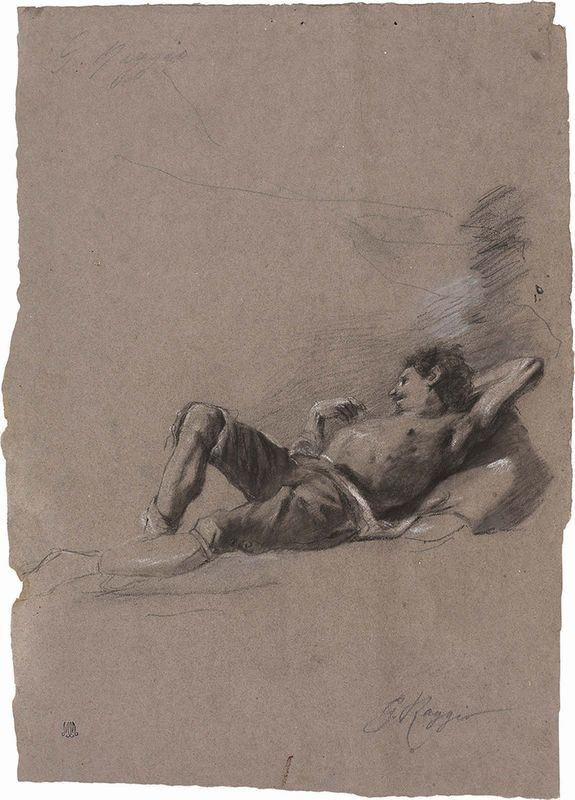 Giuseppe Raggio - «studio di Figura di Uomo in Riposo», Recto, e «studio di Figura», Verso