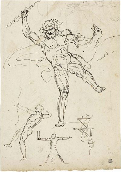 «schizzi di Figure», Recto, e «convito delle Muse», Verso