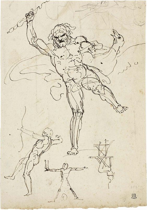 Giuseppe Bezzuoli - «schizzi di Figure», Recto, e «convito delle Muse», Verso