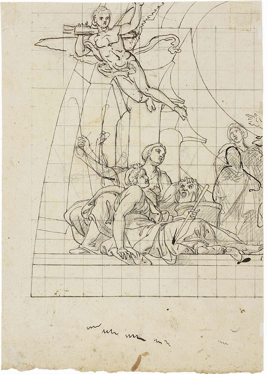 Giuseppe Bezzuoli - «schizzi di Figure», Recto, e «convito delle Muse», Verso