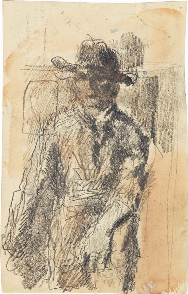 Mario Sironi : Uomo con cappello  - Matita e acquerello su carta - Asta PARADE V - Arte Contemporanea - Casa d'aste Farsettiarte