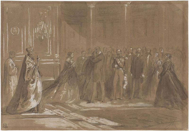 Ange-louis Janet, Detto Janet-lange - Scena di Cordoglio tra Dignitari in Russia
