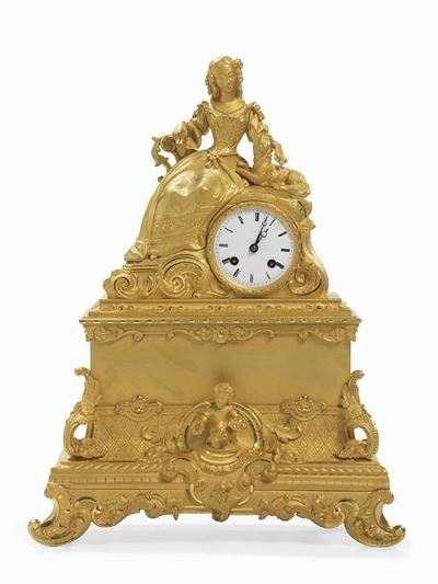 Orologio a Mensola in Bronzo Dorato