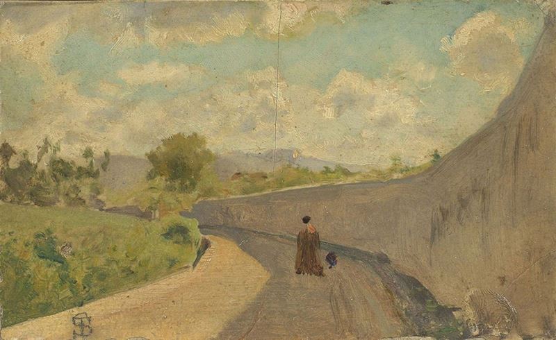 Telemaco Signorini - Strada di Campagna con Figura
