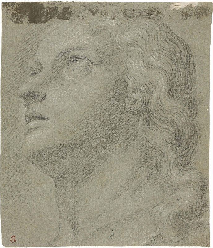 Carlo Maratta - «studio per una Testa Femminile», Recto, e «figura Maschile con Panneggio», Verso