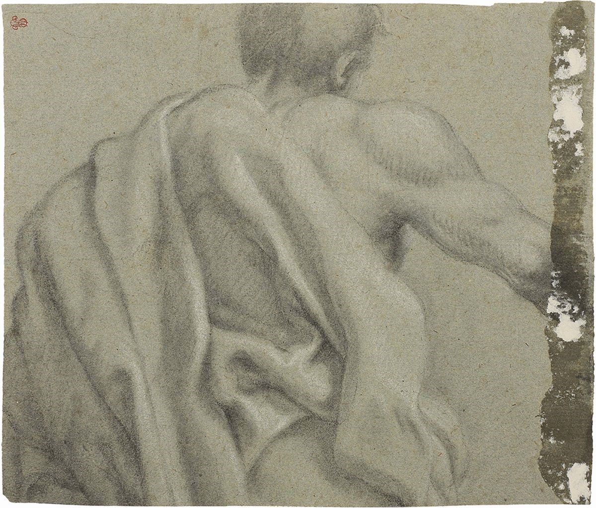 Carlo Maratta - «studio per una Testa Femminile», Recto, e «figura Maschile con Panneggio», Verso