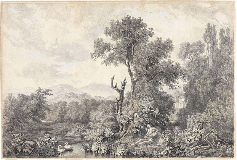 Johan Christian C. Dahl - Rinaldo e Armida in un Paesaggio