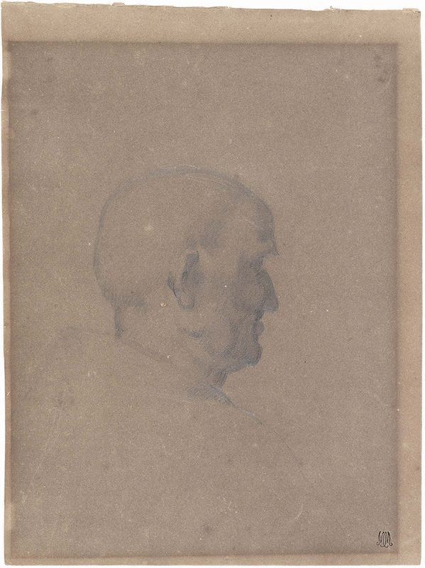 Adeodato Malatesta - «testa di Vecchio di Profilo (da fra Bartolomeo)», «studio di Panneggi con F...