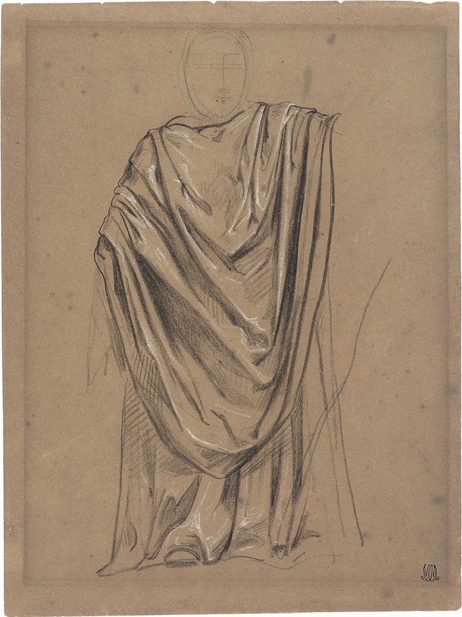 Adeodato Malatesta - «testa di Vecchio di Profilo (da fra Bartolomeo)», «studio di Panneggi con F...