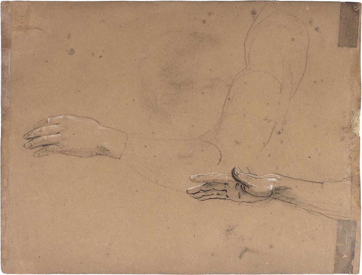 Adeodato Malatesta - «testa di Vecchio di Profilo (da fra Bartolomeo)», «studio di Panneggi con F...