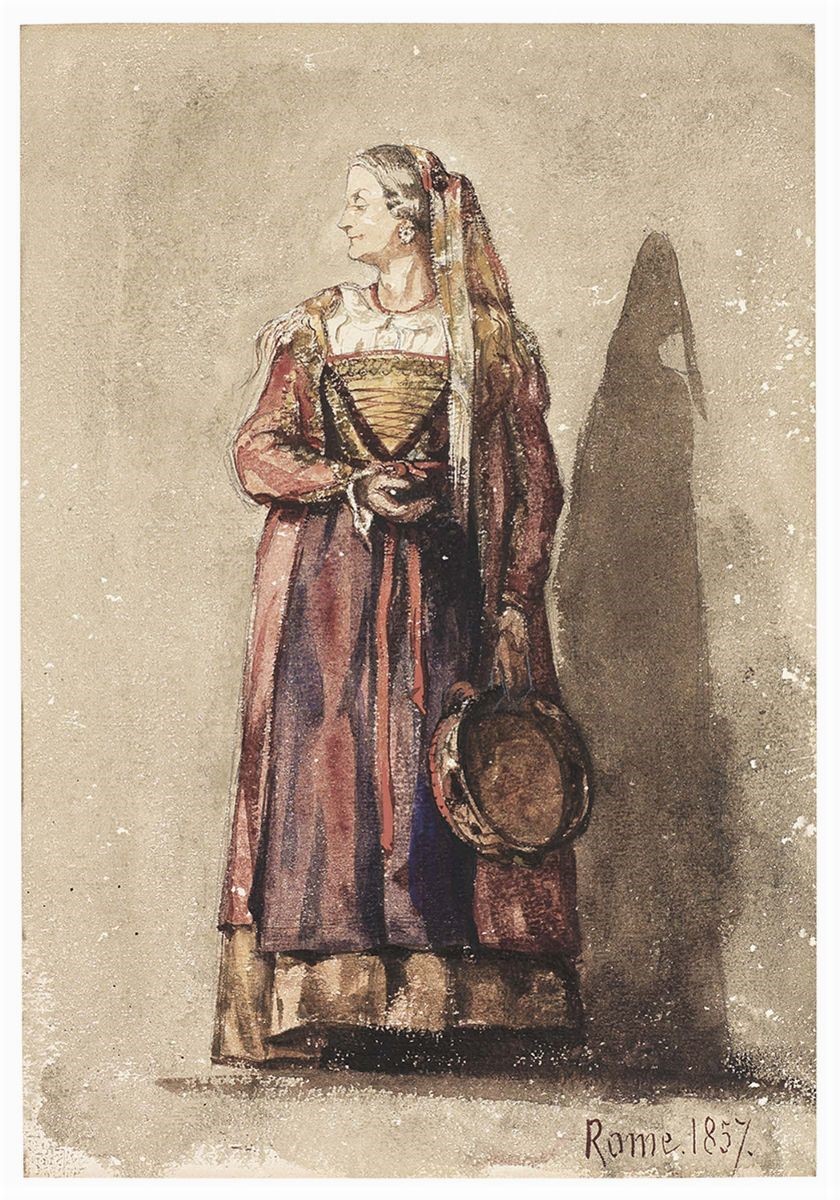 William Keith (attr. A) - «contadino Romano», «donna delle Campagne Romane» e «donna delle Campag...