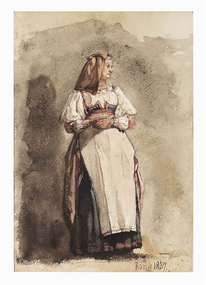 William Keith (attr. A) - «contadino Romano», «donna delle Campagne Romane» e «donna delle Campag...