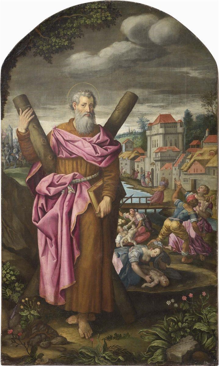 Scuola Marchigiana del XVI Secolo - Sant'andrea con la Strage degli Innocenti