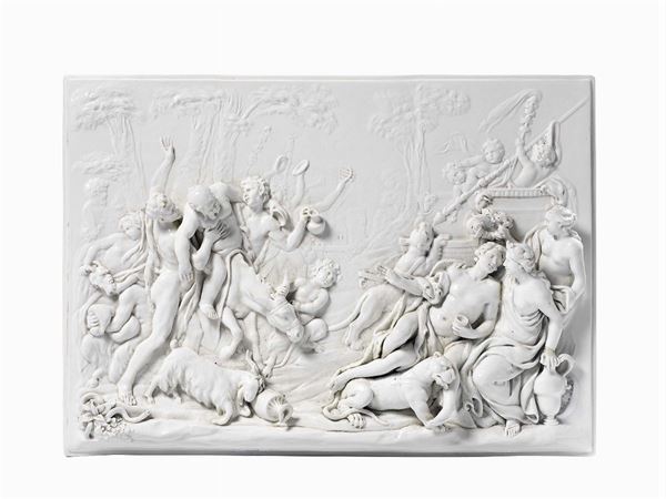 Gasparo Bruschi - Quattro formelle in porcellana bianco-grigia raffiguranti «Le Quattro Stagioni»