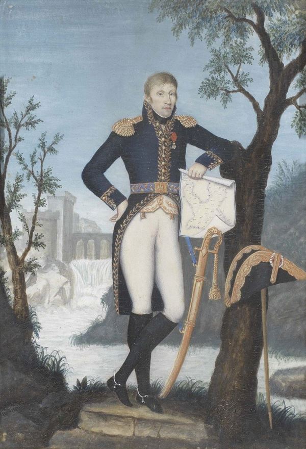 Ignoto inizio XIX secolo - Ritratto di ufficiale con feluca