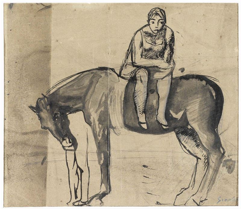 Mario Sironi - Figura Femminile a Cavallo