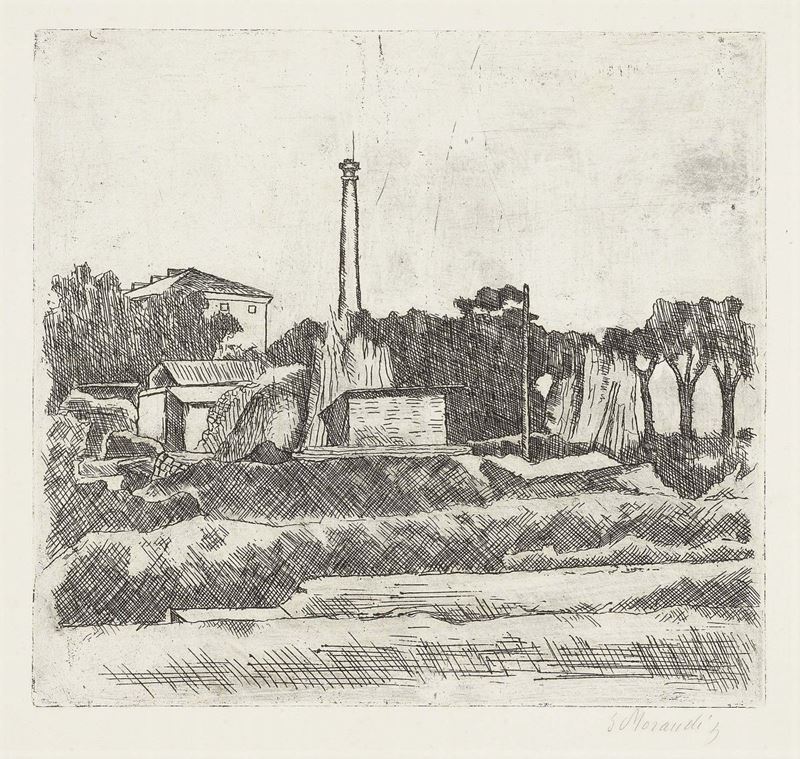 Giorgio Morandi - Paesaggio con la Ciminiera (sobborghi di Bologna)