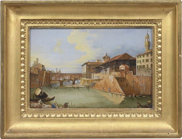 Ignoto del XIX secolo - Lungarno degli Archibusieri a Firenze