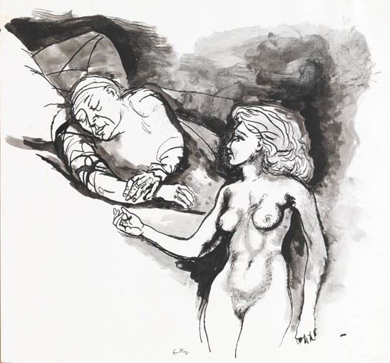 Renato Guttuso - Donna con Uomo che Dorme