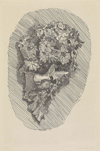 Fiori in un Cornetto su Fondo Ovoidale