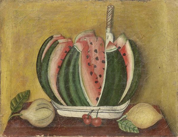 Anonimo americano del XIX secolo - Watermelon on a Plate