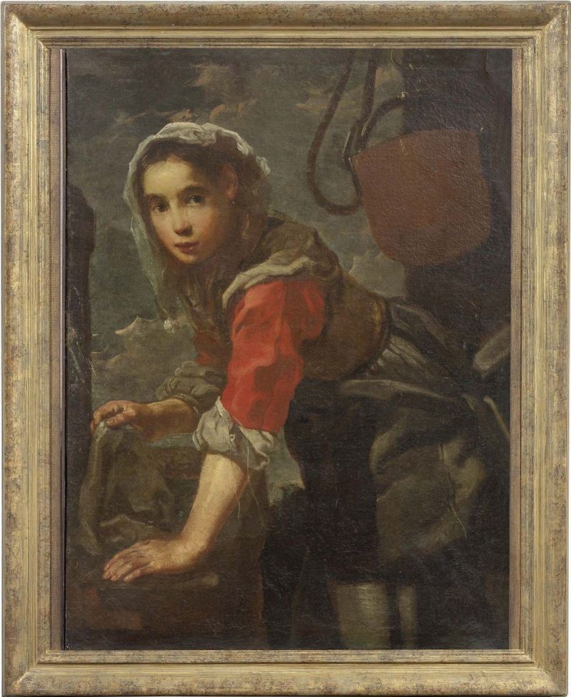 Bernardo Keilhau, Detto Monsù Bernardo (attr. A) - Ragazza che Risciacqua i Panni (allegoria Dell...