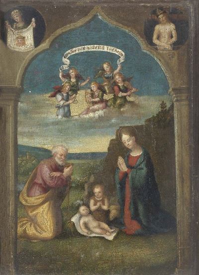 Natività con San Giovannino, Cristo e la Veronica