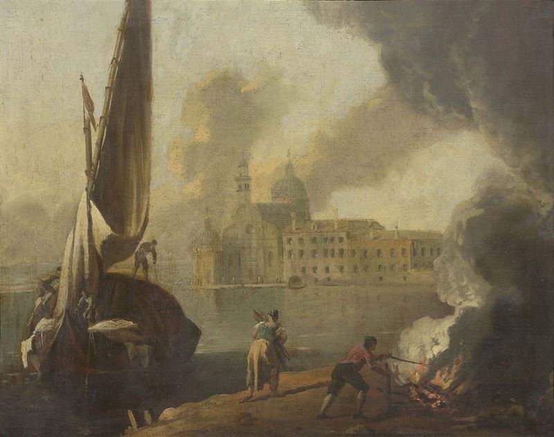 Scuola Veneta del XVIII Secolo - Veduta della Chiesa di San Michele in Isola, Detta Anche San Mic...