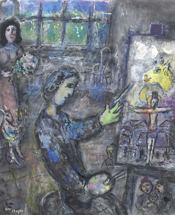 Marc Chagall - Interno blu (Autoritratto)