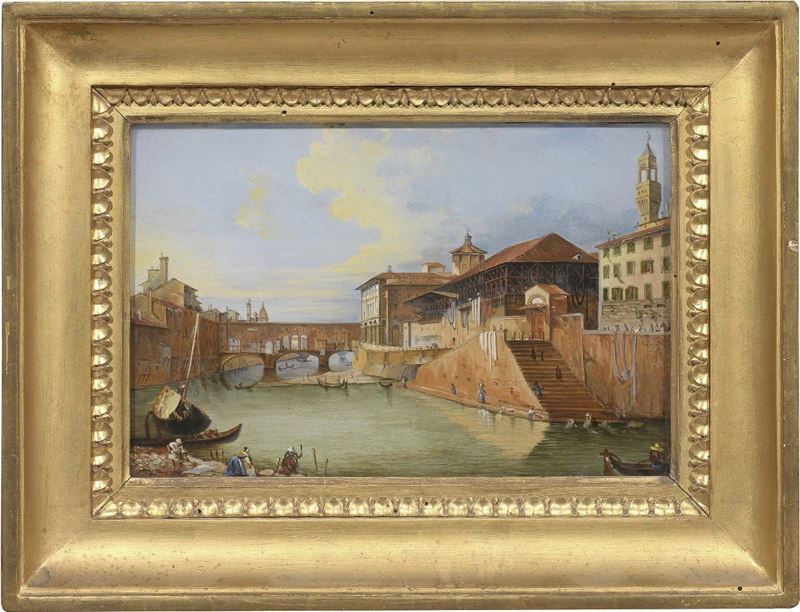 Ignoto del XIX Secolo - Lungarno degli Archibusieri a Firenze