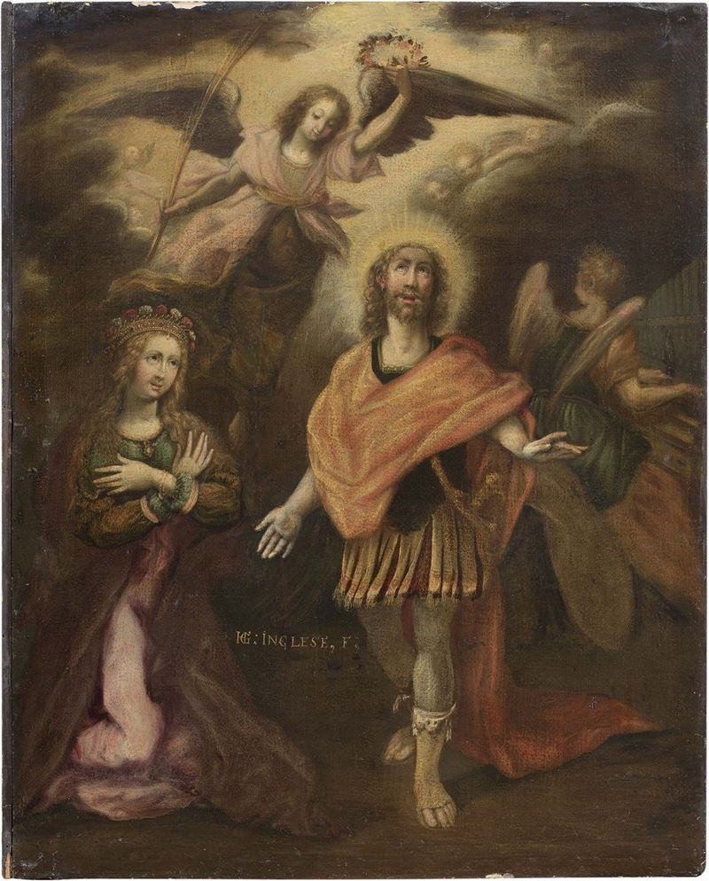Monogrammista H.g. del XVII Secolo - Santo Guerriero e Santa Cecilia