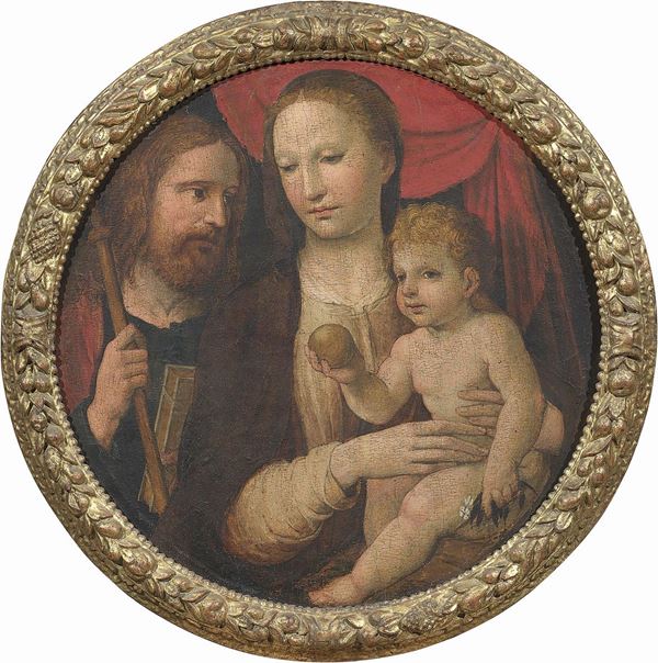 Bartolommeo Neroni detto il Riccio (attr. a) - Madonna col Bambino e Santo
